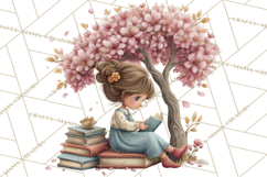 Spring Reading Clipart, Cozy Book Lovers PNG Product Image 4