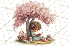 Spring Reading Clipart, Cozy Book Lovers PNG Product Image 2
