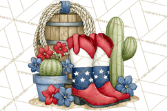 Patriotic Western Clipart, Whimsical Red White Blue Desert Product Image 4