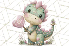 Valentine Dinosaur Clipart PNG, Cute Valentine Dinosaurs Product Image 4