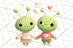 Green Alien Valentine Clipart PNG, Cute Alien Valentines Product Image 4