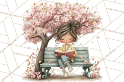 Spring Reading Clipart, Cozy Book Lovers PNG Product Image 4