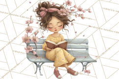 Spring Reading Clipart, Cozy Book Lovers PNG Product Image 2