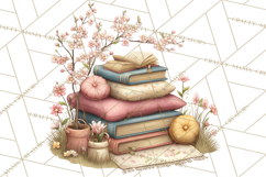 Spring Reading Clipart, Cozy Book Lovers PNG Product Image 3