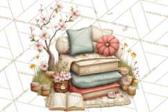 Spring Reading Clipart, Cozy Book Lovers PNG Product Image 4
