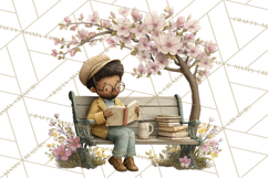 Spring Reading Clipart, Cozy Book Lovers PNG Product Image 5