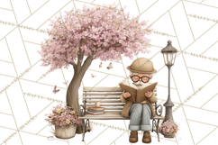 Spring Reading Clipart, Cozy Book Lovers PNG Product Image 2