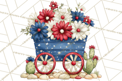 Patriotic Western Clipart, Whimsical Red White Blue Desert Product Image 3