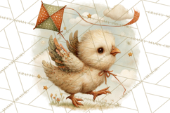 Vintage Spring Chicks Clipart, Cute Baby Chick Gardening Product Image 5