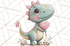 Valentine Dinosaur Clipart PNG, Cute Valentine Dinosaurs Product Image 5