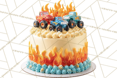 Monster Truck Birthday Party Clipart, Racing Celebration Png Product Image 5