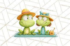 Cute Frog Couple Clipart, Baby Frogs Romantic Png Product Image 2