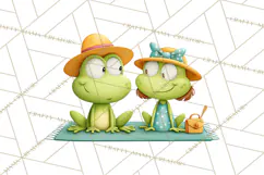 Cute Frog Couple Clipart, Baby Frogs Romantic Png Product Image 2