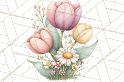 Spring Garden Animals Clipart, Cute Pastel Bunny Chick Lamb Product Image 2