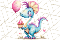 Dinosaur Birthday Clipart PNG, Watercolor Dino Birthday Product Image 2