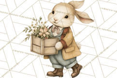 Vintage Spring Bunny Clipart, Whimsical Bunny Gardening Product Image 2