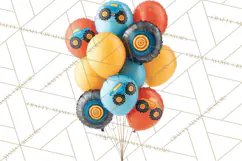 Monster Truck Birthday Party Clipart, Racing Celebration Png Product Image 3
