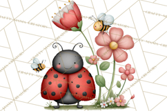Happy Bug Friends Clipart, Ladybugs, Bees, Butterflies Png Product Image 3