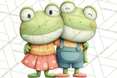 Cute Frog Couple Clipart, Baby Frogs Romantic Png Product Image 3