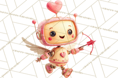 Valentine Robot Clipart PNG, Cute Valentine Robots, Kids Product Image 3