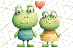 Cute Frog Couple Clipart, Baby Frogs Romantic Png Product Image 4