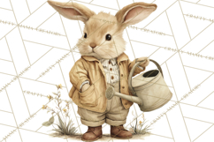 Vintage Spring Bunny Clipart, Whimsical Bunny Gardening Product Image 5