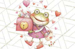 Valentine Frog Clipart PNG, Cute Valentine Frogs, Kids Product Image 5