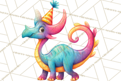 Dinosaur Birthday Clipart PNG, Watercolor Dino Birthday Product Image 5