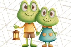 Cute Frog Couple Clipart, Baby Frogs Romantic Png Product Image 5