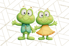 Cute Frog Couple Clipart, Baby Frogs Romantic Png Product Image 2