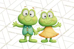 Cute Frog Couple Clipart, Baby Frogs Romantic Png Product Image 2