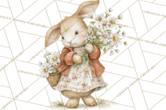 Vintage Spring Bunny Clipart, Whimsical Bunny Gardening Product Image 2