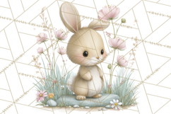 Spring Garden Animals Clipart, Cute Pastel Bunny Chick Lamb Product Image 2