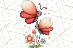 Happy Bug Friends Clipart, Ladybugs, Bees, Butterflies Png Product Image 3