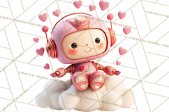 Valentine Robot Clipart PNG, Cute Valentine Robots, Kids Product Image 3
