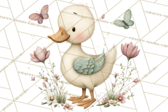 Spring Garden Animals Clipart, Cute Pastel Bunny Chick Lamb Product Image 3