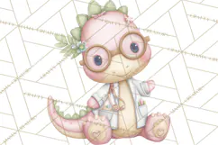 Dinosaur Dentist Clipart Cute Pediatric Dental PNG Product Image 3