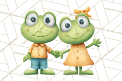 Cute Frog Couple Clipart, Baby Frogs Romantic Png Product Image 3
