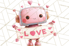 Valentine Robot Clipart PNG, Cute Valentine Robots, Kids Product Image 4
