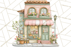 Watercolor Spring Town Clipart, Whimsical Pastel Village Product Image 4
