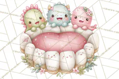 Dinosaur Dentist Clipart Cute Pediatric Dental PNG Product Image 4