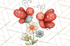 Happy Bug Friends Clipart, Ladybugs, Bees, Butterflies Png Product Image 4