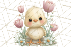 Spring Garden Animals Clipart, Cute Pastel Bunny Chick Lamb Product Image 4