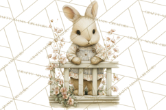 Vintage Spring Bunny Clipart, Whimsical Bunny Gardening Product Image 4