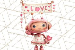 Valentine Robot Clipart PNG, Cute Valentine Robots, Kids Product Image 5
