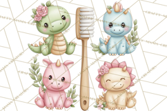 Dinosaur Dentist Clipart Cute Pediatric Dental PNG Product Image 5