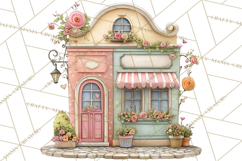 Watercolor Spring Town Clipart, Whimsical Pastel Village Product Image 5