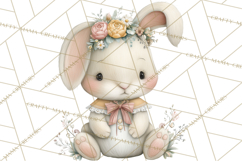 Spring Garden Animals Clipart, Cute Pastel Bunny Chick Lamb Product Image 2