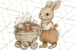 Vintage Spring Bunny Clipart, Whimsical Bunny Gardening Product Image 2