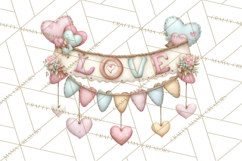 Rustic Valentine Decor Clipart, Burlap Heart PNG Product Image 4